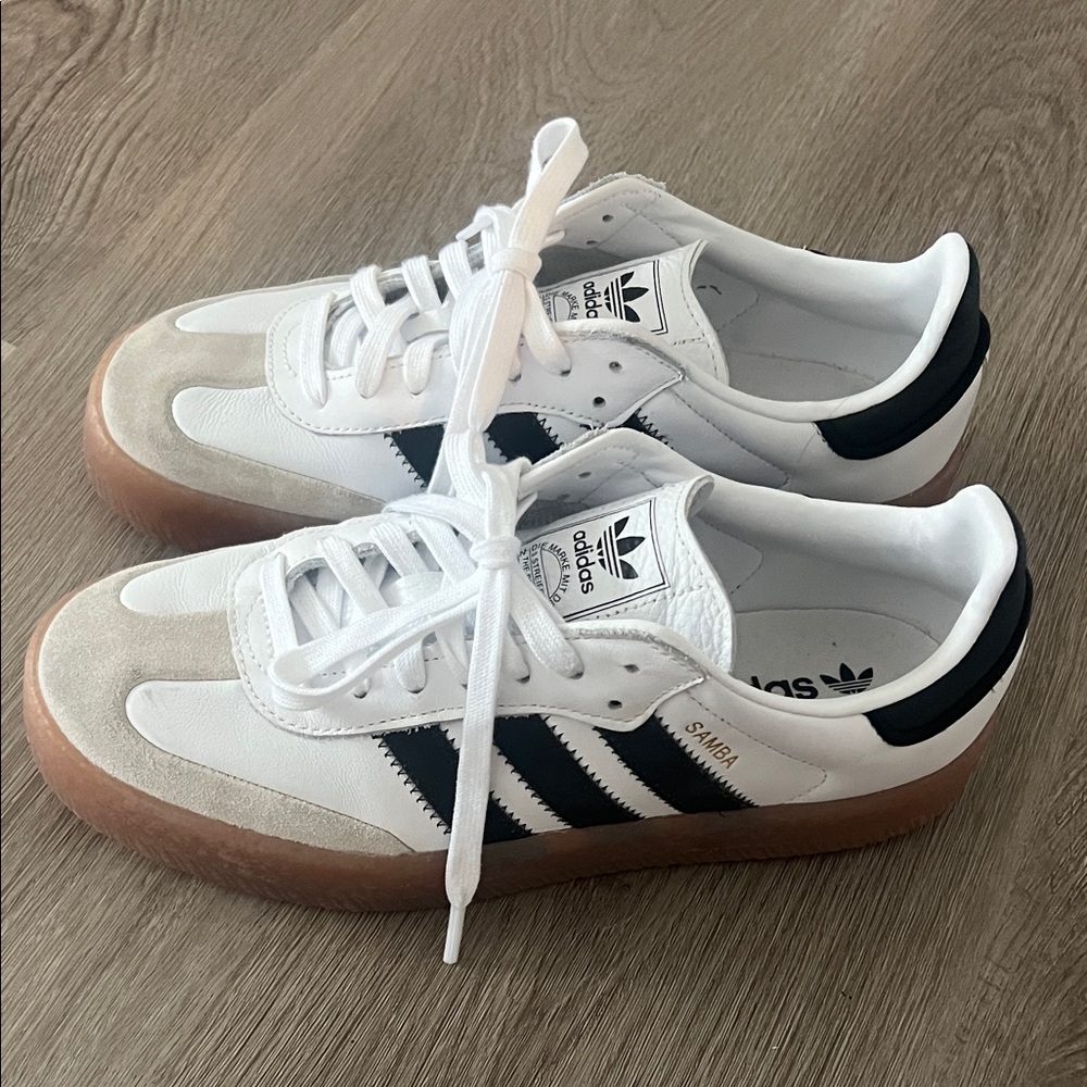 Adidas Samba White and Black Shoes